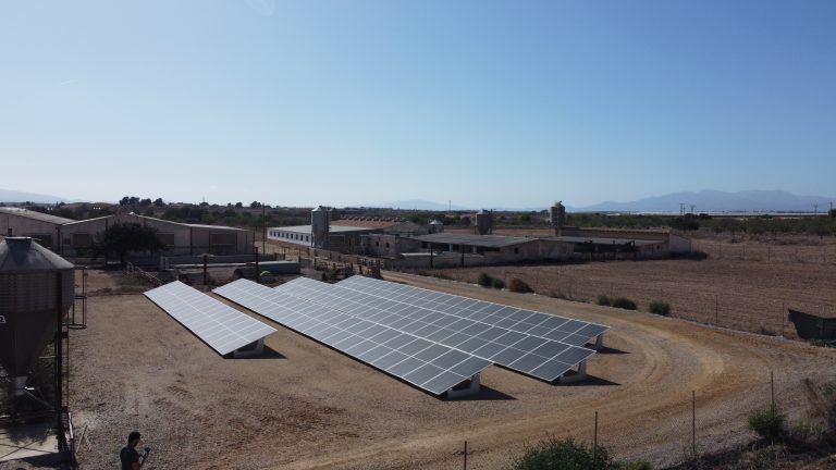 instalación de paneles solares en granja porcina en Fuente Álamo