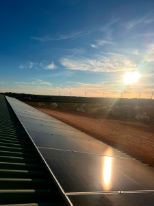 Campo de 216 paneles solares en la explotación ganadera aislada de JISAP en Cuenca.